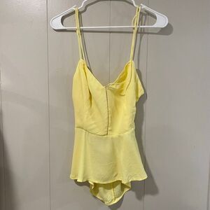 Lush Yellow Peplum Cami Top Women’s Large Adjustable Spaghetti Strap Open Back